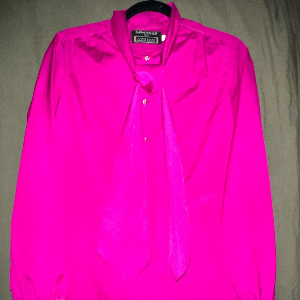 Pussy Bow “Versace Neon Pink” Carol Horn Blouse